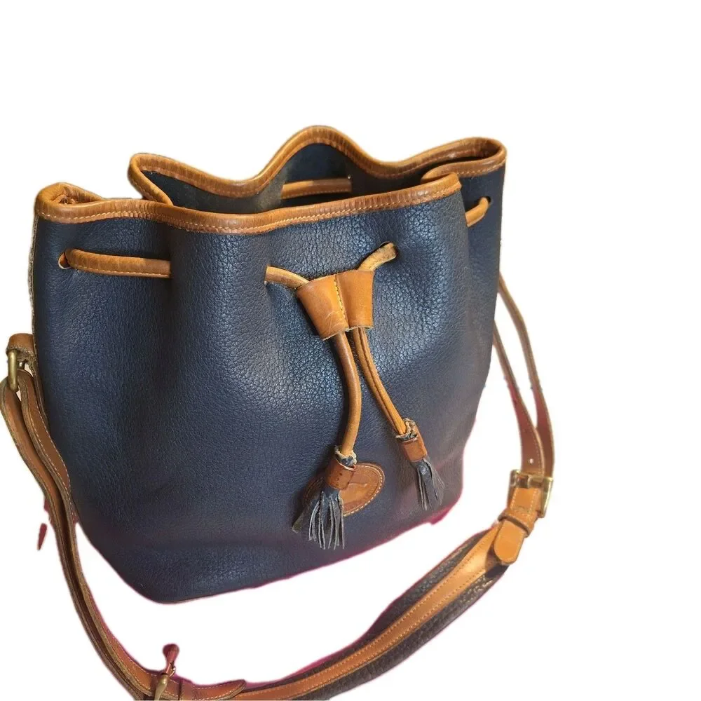 Vintage Dooney & Bourke Pebbled All Weather Leather Drawstring  Shoulder Bag - Picture 7 of 16